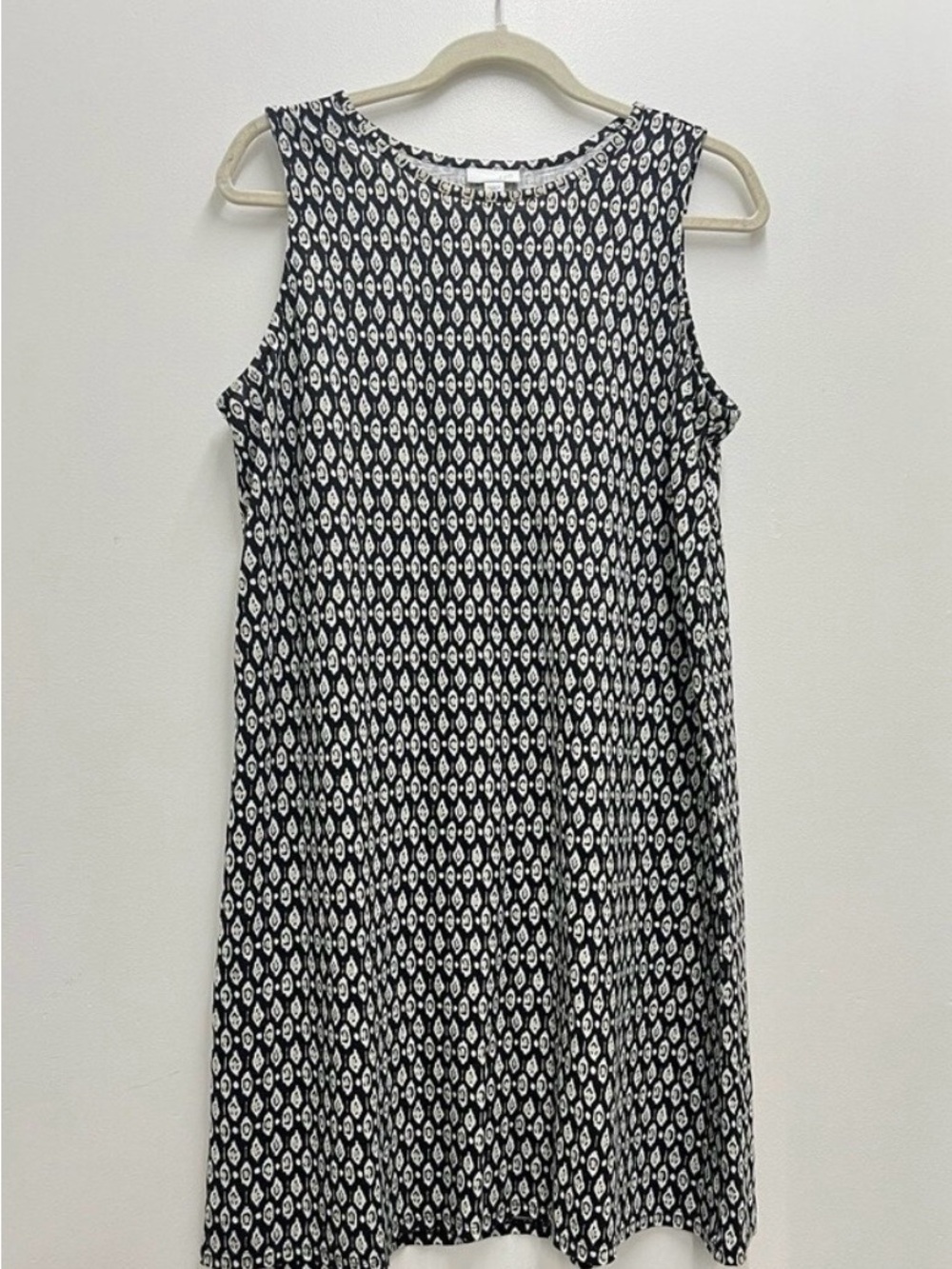 J Jill Sleeveless Black & White Patterned A-Line Dress